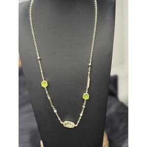 Kendra Scott Maddie Necklace Gold With Peridot Glass And Clear Glass Adjustable